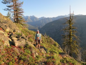 Andrea at bottom of the long scramble/hike back to the car