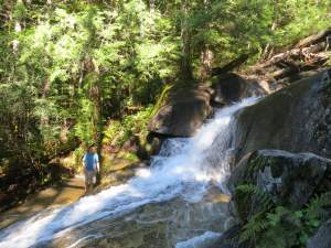 Gerry scrambling up Big Creek Falls