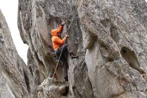 Gerry stepping across above The Tunnel