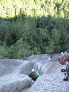 Lukas (from the party behind us) coming up the crux of the 3rd pitch