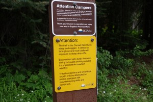 Trailhead warning
