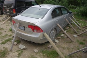 Chicken wire around the car