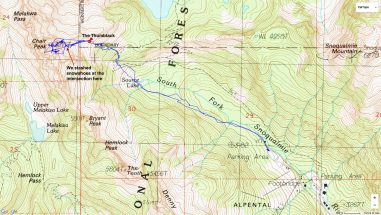 Chair Peak 2-26-2016 GPS track on map